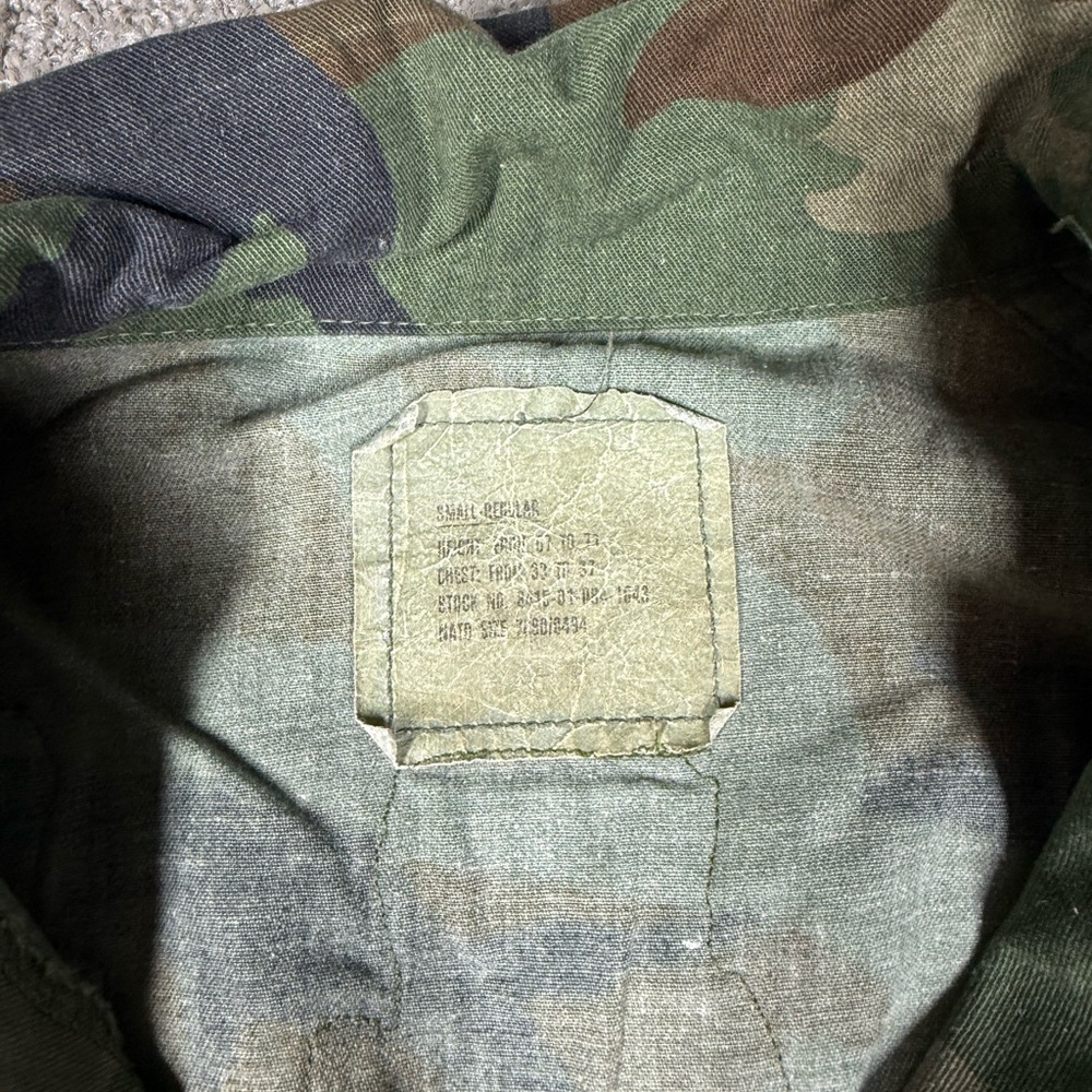 Vintage US Military Army Camo Patch Shirt Jacket Men Size Small - Picture 5 of 9
